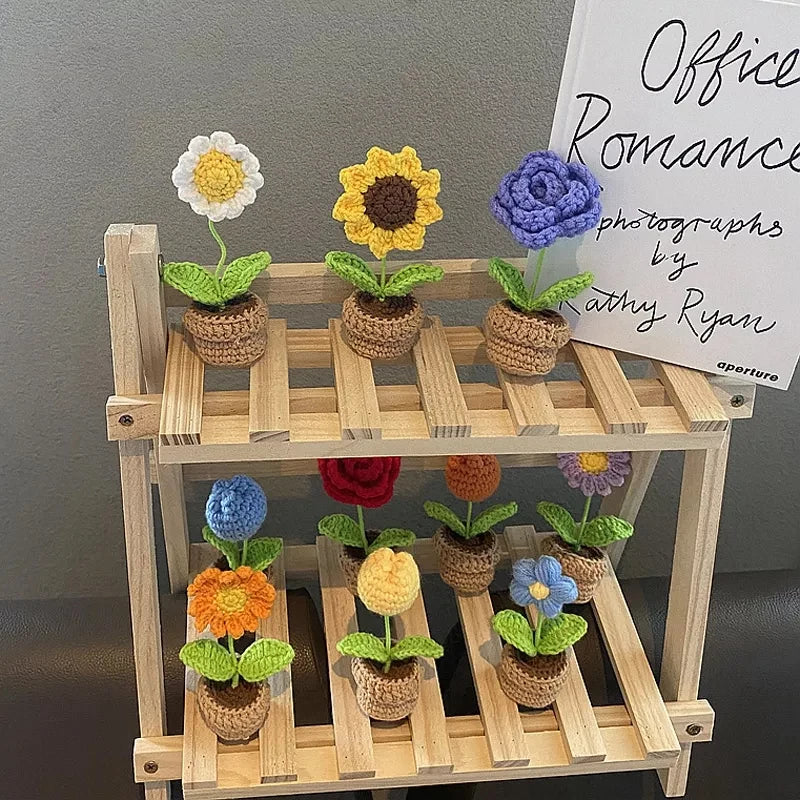 Mini Crochet Rose - Blue