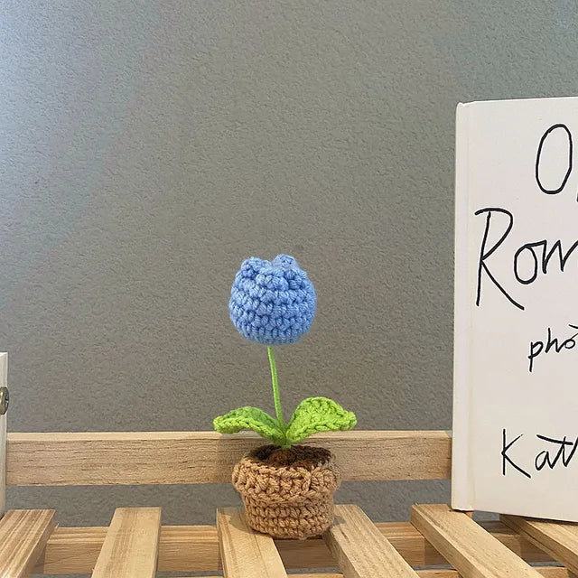 Mini Crochet Tulip - Blue