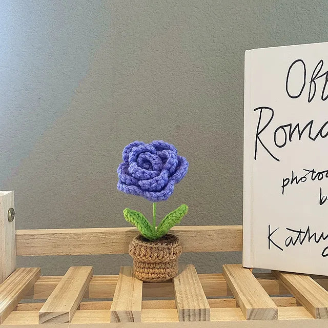 Mini Crochet Rose - Blue