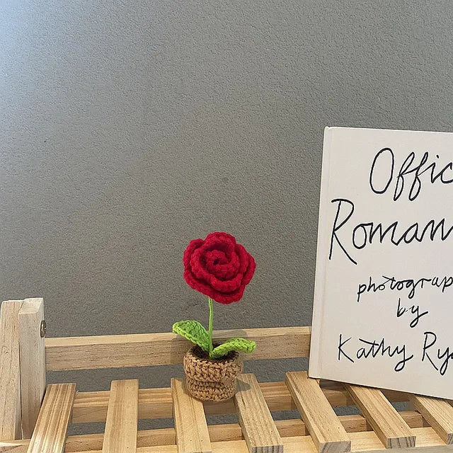Mini Crochet Rose - Red