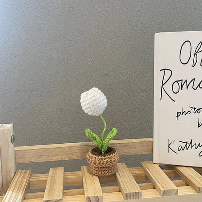Mini Crochet Tulip - White